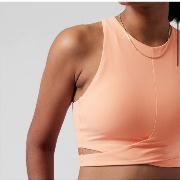 NWT Athleta Conscious Crop Cut Out Bra D-DD "Bright Peach" - Picture 3 of 12